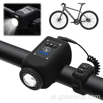 Luz de bicicleta com chifre e carregamento USB